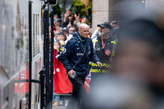 Head coach Ståle Solbakken of Norway arrives
