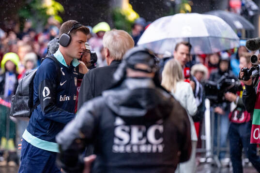 Alexander Sørloth of Norway arrives