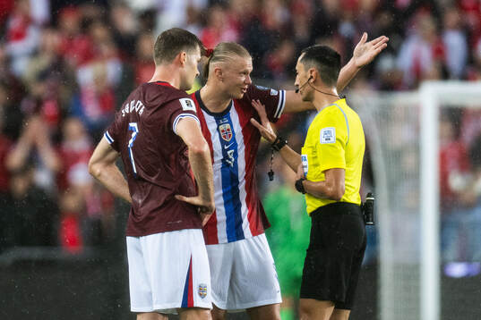 Alexander Sørloth and Erling Braut Haaland of Norway with