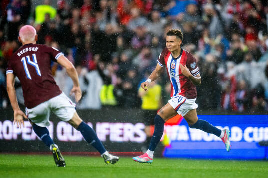 Antonio Nusa of Norway celebrates