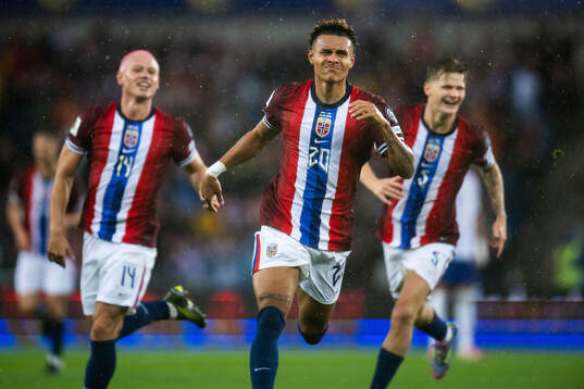 Antonio Nusa of Norway celebrates
