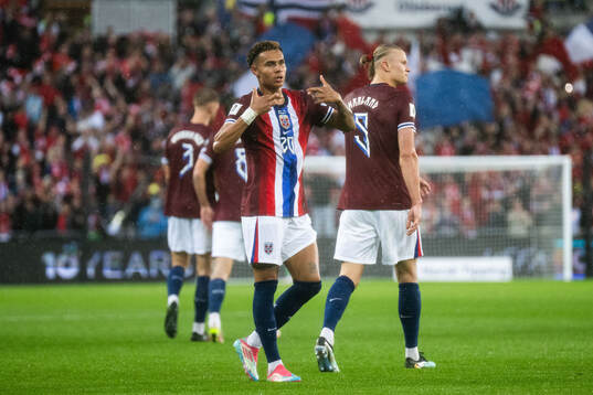 Antonio Nusa of Norway celebrates