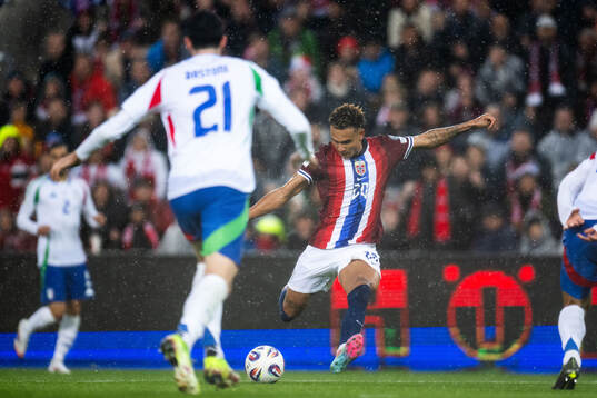Antonio Nusa of Norway scores 2-0