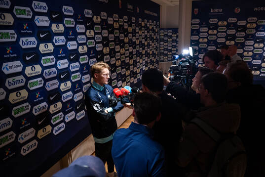 Martin Ødegaard of Norway in mixed zone