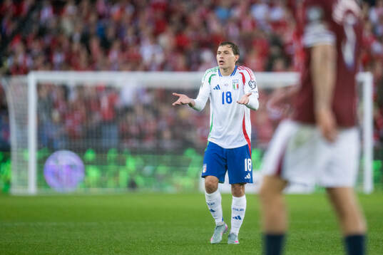 Nicolo Barella of Italy reacts