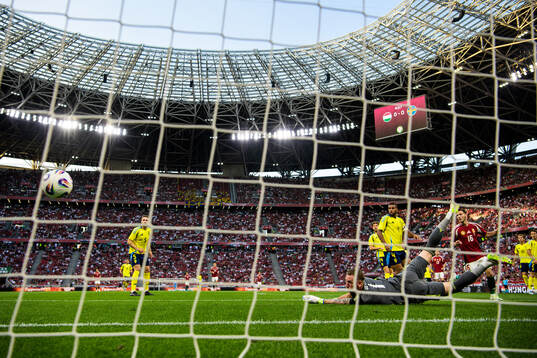 Goalkeeper Robin Olsen of Sweden makes a save