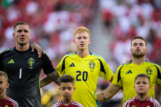 Goalkeeper Robin Olsen, Hugo Larsson and Gabriel
