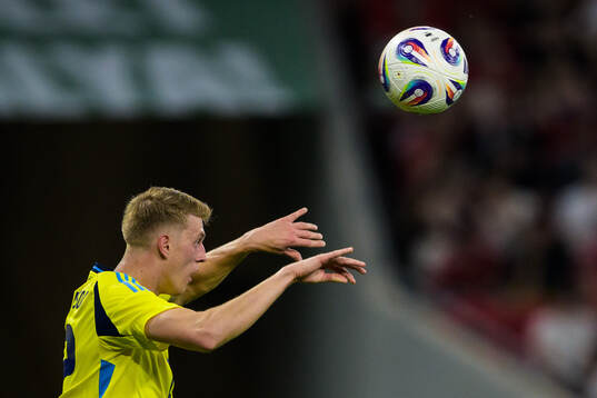 Alexander Bernhardsson of Sweden throws the ball
