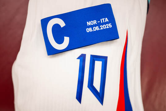 The captains’ armband of Martin Ødegaard of Norway in