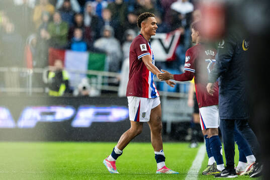 Antonio Nusa and Oscar Bobb of Norway
