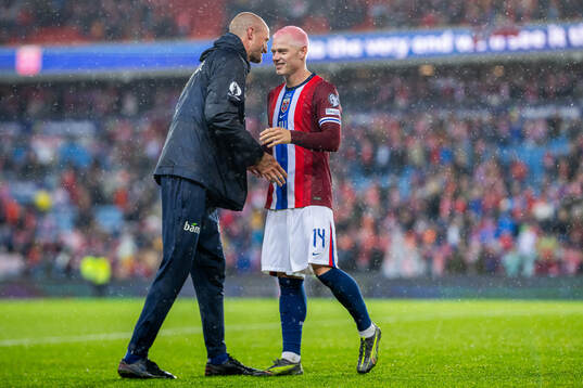 Player manager Brede Hangeland and Julian Ryerson of Norway