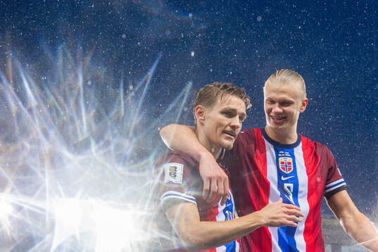 Martin Ødegaard and Erling Braut Haaland of Norway