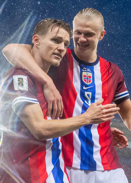 Martin Ødegaard and Erling Braut Haaland of Norway
