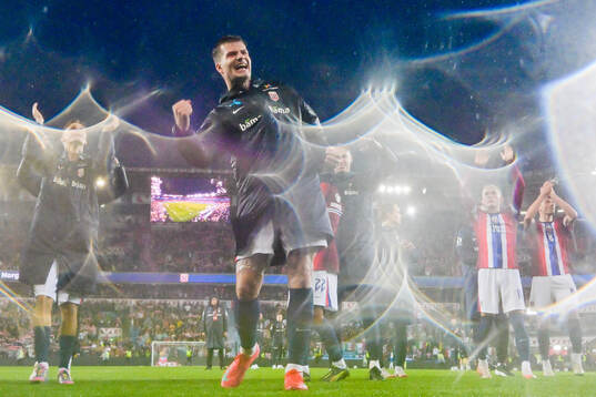 Alexander Sørloth of Norway celebrates