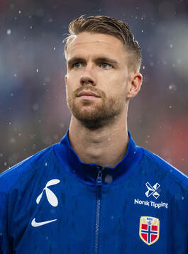 Kristoffer Ajer of Norway line up