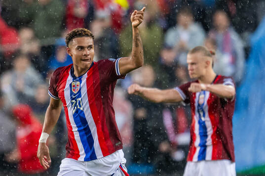 Antonio Nusa of Norway celebrates