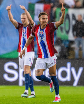 Antonio Nusa of Norway celebrates
