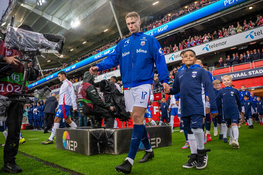 Torbjørn Lysaker Heggem of Norway enters the pitch