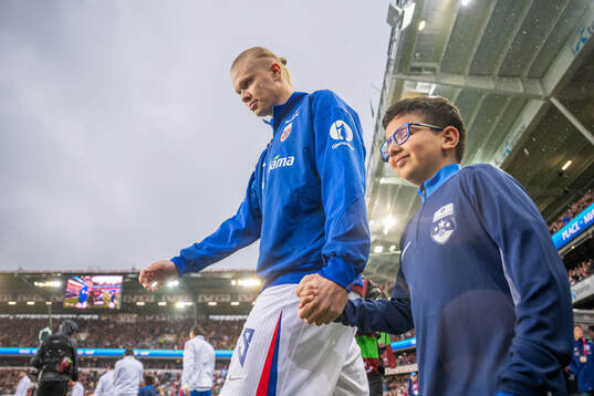 Erling Braut Haaland of Norway enters the pitch