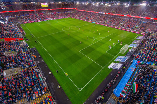 General view of Ullevaal Stadion as Alexander Sørloth of
