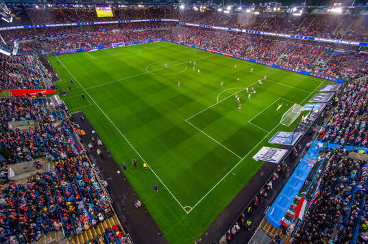 General view of Ullevaal Stadion as Antonio Nusa of Norway