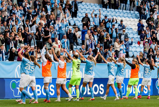 Malmö FFs spelare och supportrar jublar