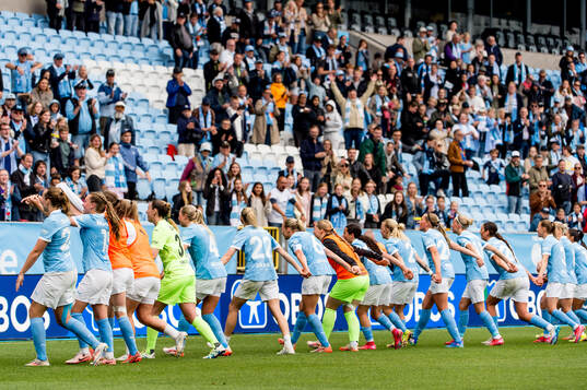 Malmö FFs spelare och supportrar jublar