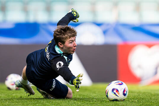 Goalkeeper Mathias Dyngeland of the Norwegian national
