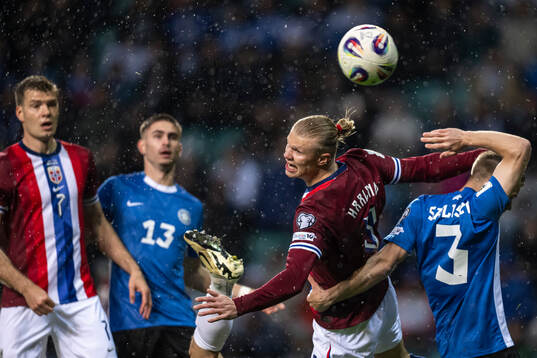 Erling Braut Haaland of Norway and Joseph Saliste of Estonia