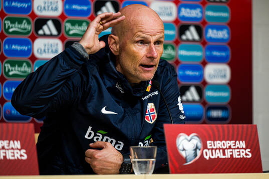 Head coach Ståle Solbakken of Norway at a press conference
