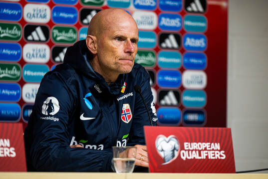 Head coach Ståle Solbakken of Norway at a press conference