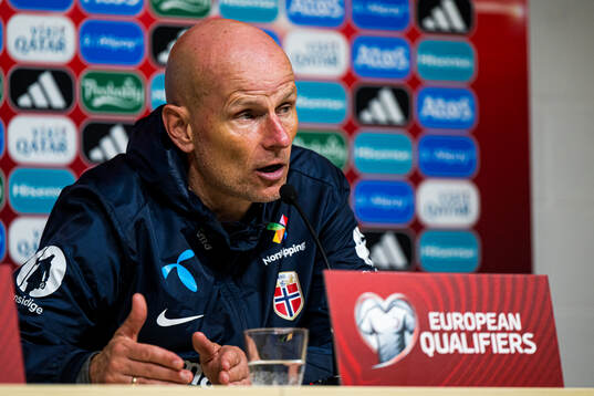 Head coach Ståle Solbakken of Norway at a press conference
