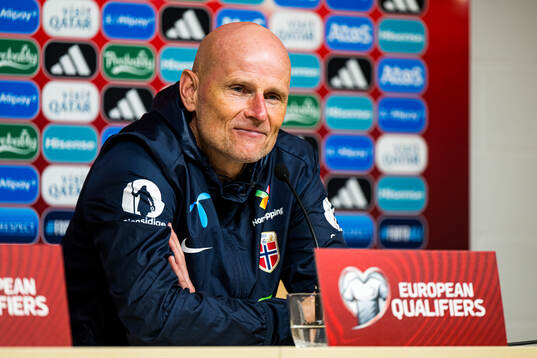 Head coach Ståle Solbakken of Norway at a press conference