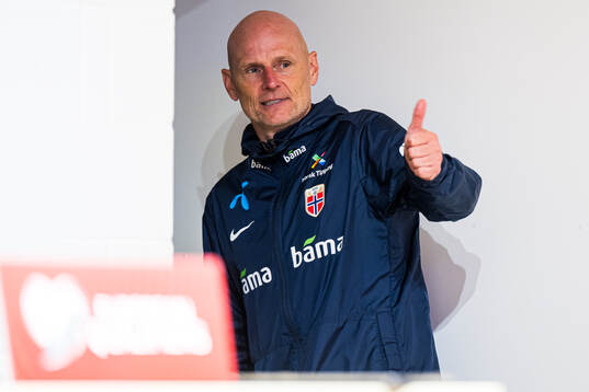 Head coach Ståle Solbakken of Norway at a press conference