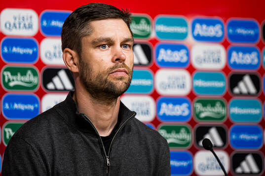 Head coach Jürgen Henn of Estonia at a press conference
