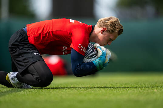Goalkeeper Einar Bøe Fauskanger of the Norwegian under-19