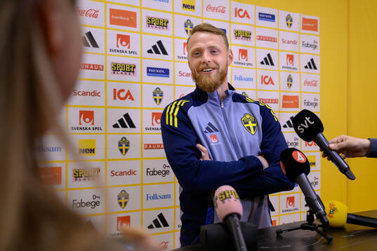 Goalkeeper Viktor Johansson of the Swedish men's national