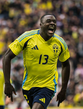 Ken Sema of Sweden celebrating