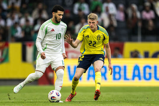 Said Benrahma of Algeria and Alexander Bernhardsson of