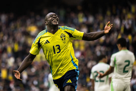 Ken Sema of Sweden celebrating his 2-0 goal