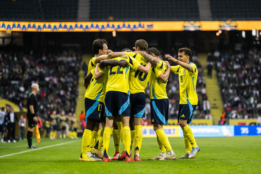 Ken Sema of Sweden celebrating the 2-0 goal with team mates