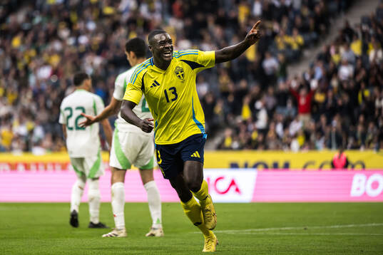 Ken Sema of Sweden celebrating his 2-0 goal