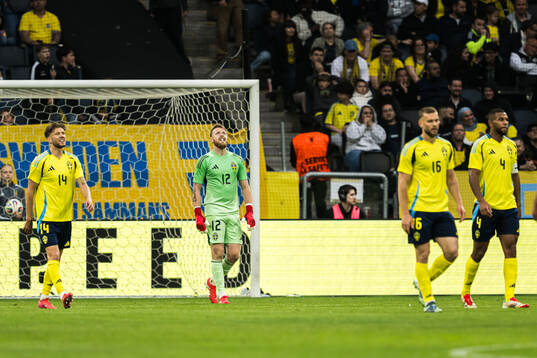 Goalkeeper Viktor Johansson of Sweden looks dejected