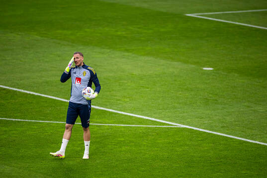 Goalkeeper Robin Olsen of Sweden at warm up