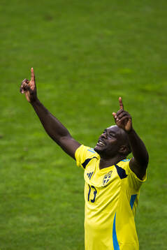 Ken Sema of Sweden celebrates his 2-0 goal