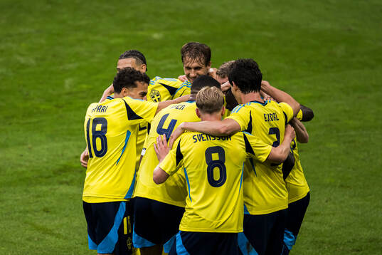 Ken Sema of Sweden celebrates the 2-0 goal with his