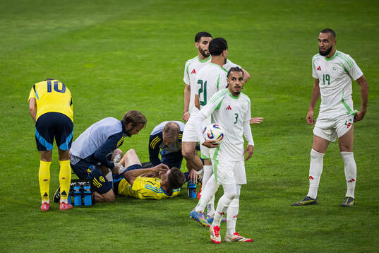 Emil Holm of Sweden in pain