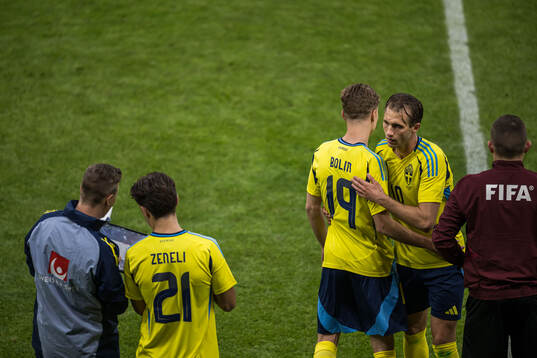 Besfort Zeneli, Hugo Bolin and Benjamin Nygren of Sweden