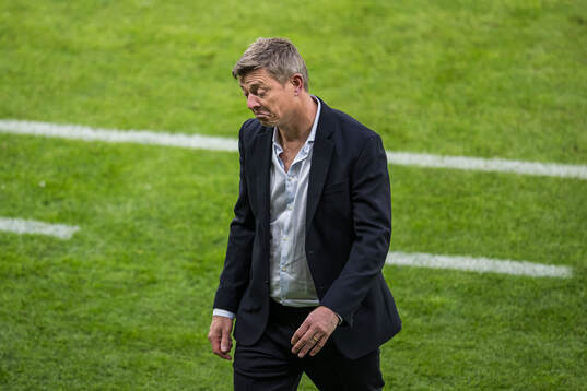 Head coach Jon Dahl Tomasson of Sweden looks dejected