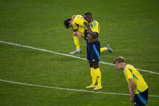 Ken Sema of Sweden looks dejected